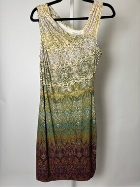 Calvin Klein Yellow Green Blue Gradient Sleeveless Dress #P011